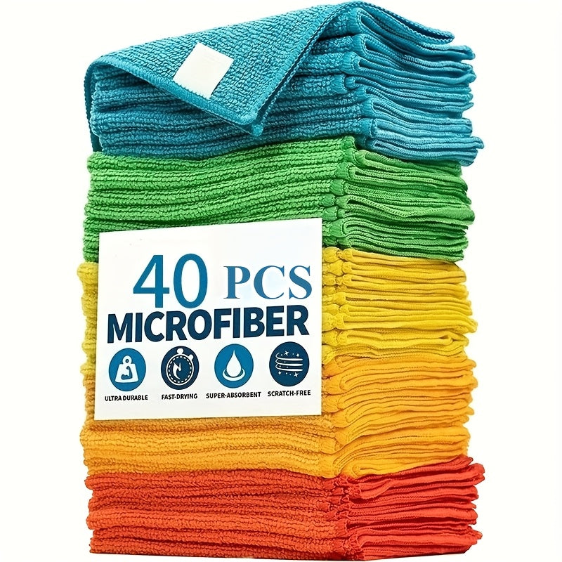 20pcs, Random Color Microfiber Cleaning Cloth, Dishwashing Cloth, Multifunctional Cleaning Towel, Household Rag, Kitchen Bathroom Cleaning Towel, Durable Absorbent Towel, Easily Remove Stains And Grease, Cleaning Supplies, Cleaning Gadgets