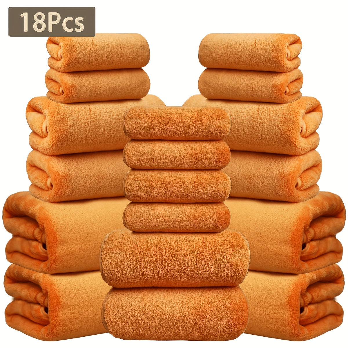 18pcs Coral Velvet Towel Bath Towel Set, 4 Bath Towels, 4 Towels, 10 Square Towels, Suitable for Hotel, Home, Travel, Spa
