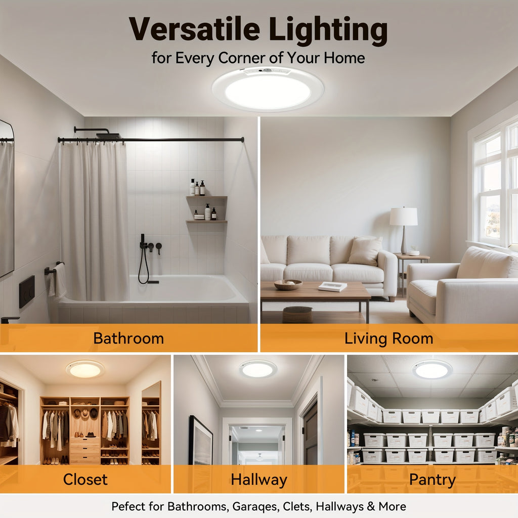 8/6/4/2/1Pack Rechargeable LED Ceiling Light with Motion Sensor, 3 Lighting Options, 10 Brightness Levels Battery Operated Closet Lights, Remote Control Dimmable Timing Motion Shower Lights for Living Bathroom Pantry Hallway Porch(3000K/4500K/6500K)