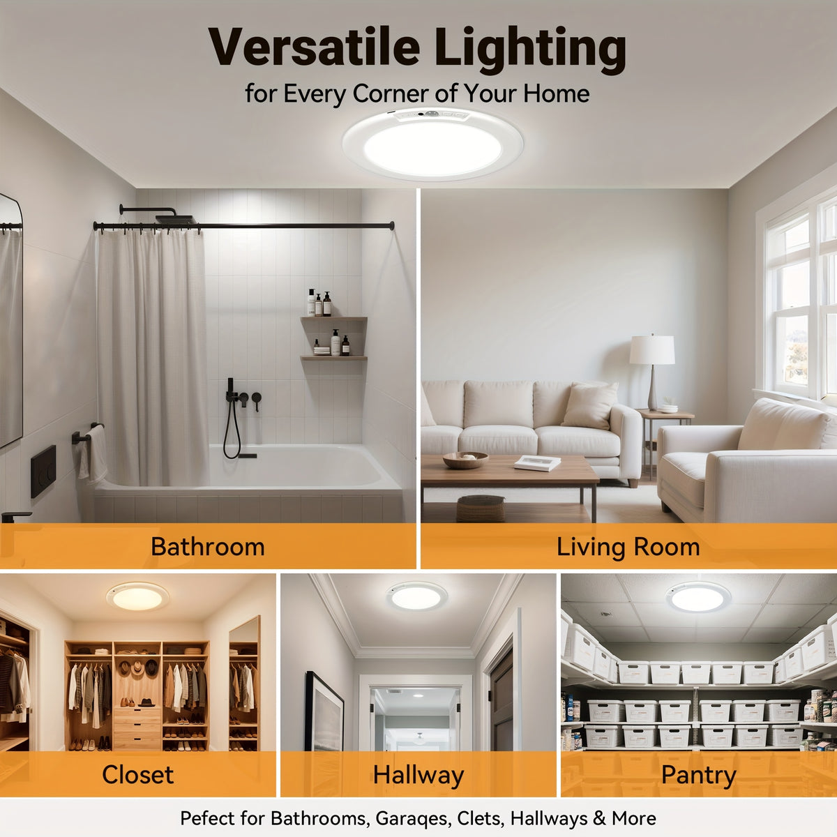 8/6/4/2/1Pack Rechargeable LED Ceiling Light with Motion Sensor, 3 Lighting Options, 10 Brightness Levels Battery Operated Closet Lights, Remote Control Dimmable Timing Motion Shower Lights for Living Bathroom Pantry Hallway Porch(3000K/4500K/6500K)