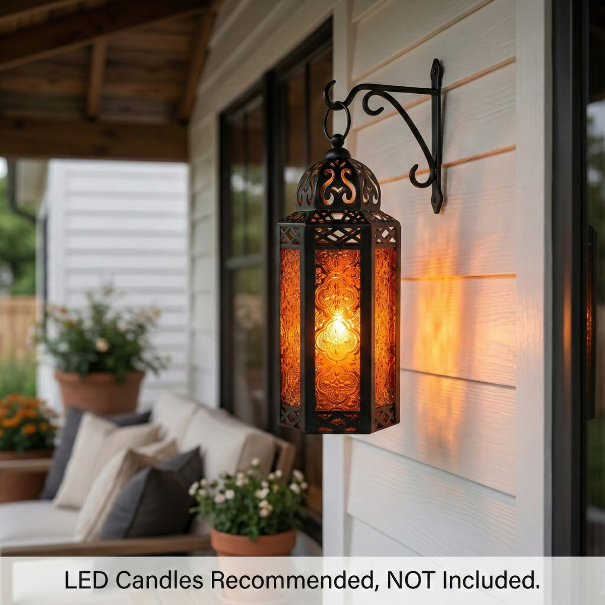 Decorative Moroccan Candle Lantern Holder, Medium, 10.5" Tall