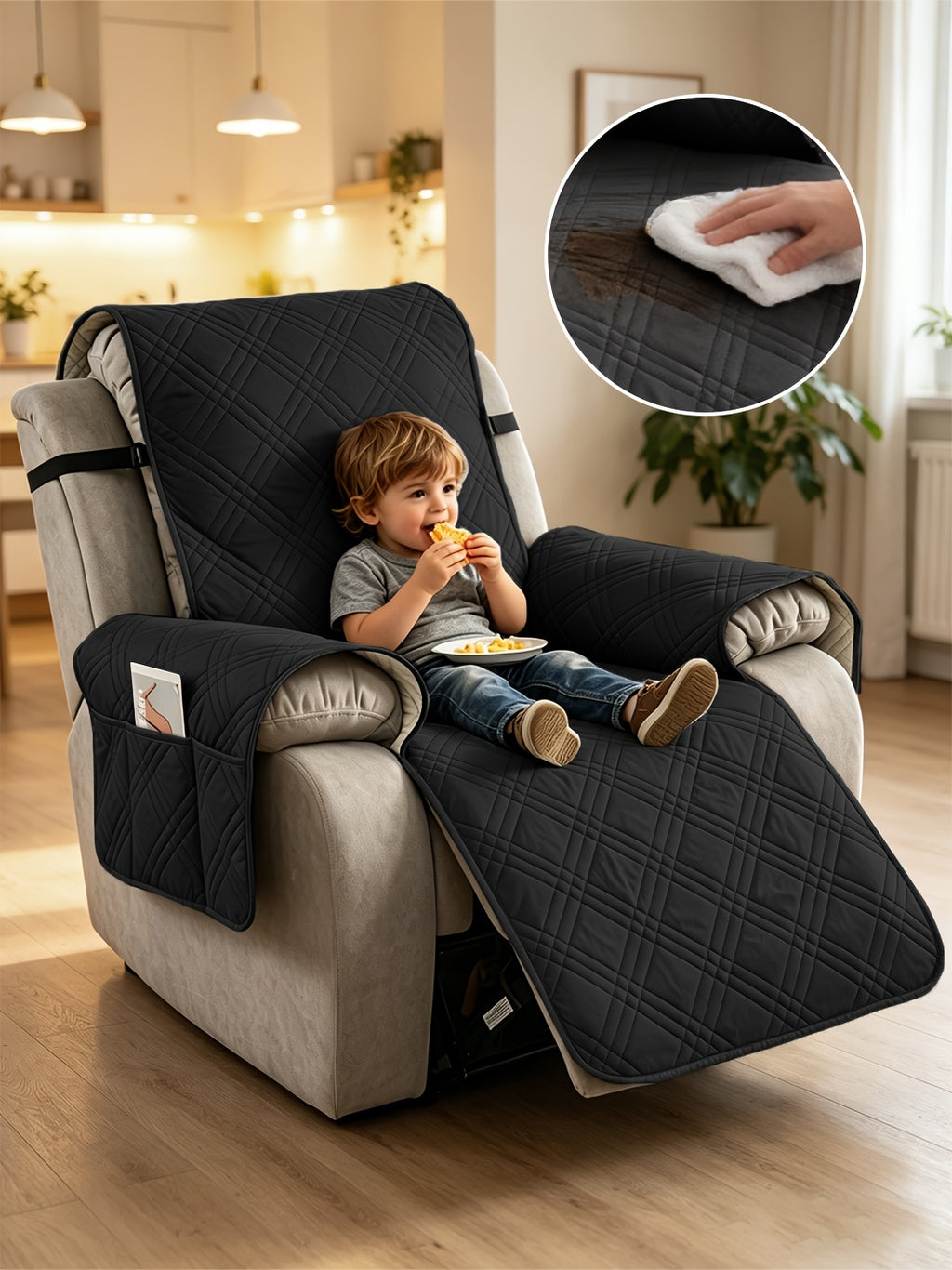 1pc 100% Waterproof Recliner Chair Cover, Non Slip Recliner Covers for Recliner Chair with Pocket, Pet Scratch-Resistant Sofa Slipcover, Washable Furniture Protector, Easy to Install for Living Room, Bedroom, And Study, Halloween Home Decorations