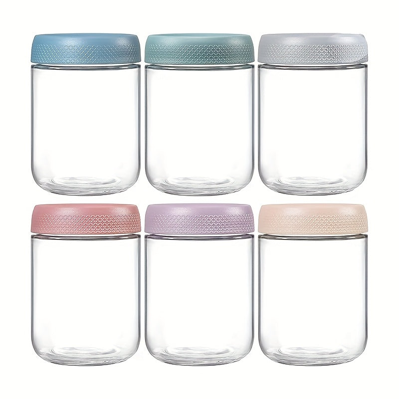 6-pack 16oz Overnight Oats Containers with Lids, Glass Jars with Airtight Lids, Wide Mouth Mason Salad Jars, Glass Food Storage Containers for Snacks Yogurt Spice Sugar