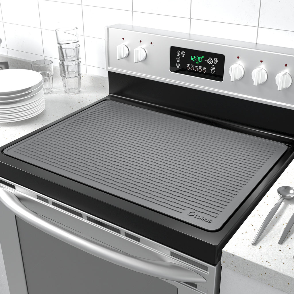 Oversized Thick Silicone Cover for Stove Tops, Measuring 75.7X53.2Cm (29.8X20.8In), Featuring Anti-Slip Stripes And Made from Quiet Material, Suitable for Kitchen And Restaurant Use Dish Drying Mats