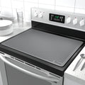 Silicone Stove Top Cover, Oversized 30 x 21 Inch Striped Non-Slip Glass Cooktop Protector and Foldable Dish Drying Mat in Gray or Black