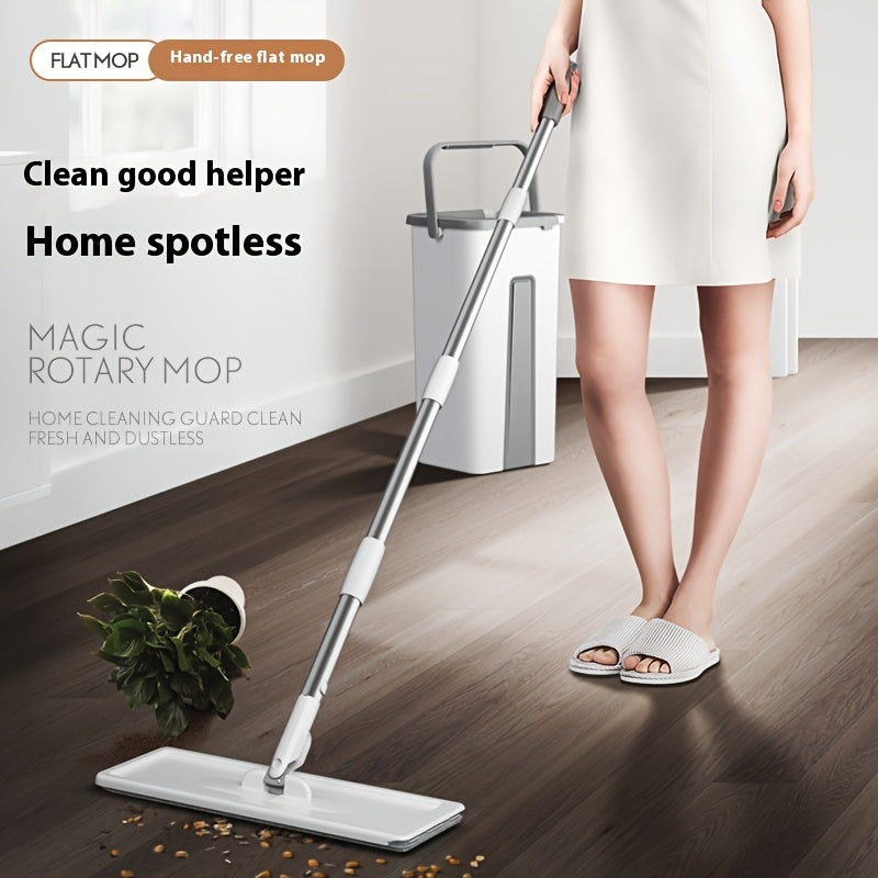 Household Mop And Bucket Set with Wringer, Flat Mop And Bucket System, Mop for Floor Cleaning And Wall Cleaning, Free 3 Reusable Microfiber Mop Pads