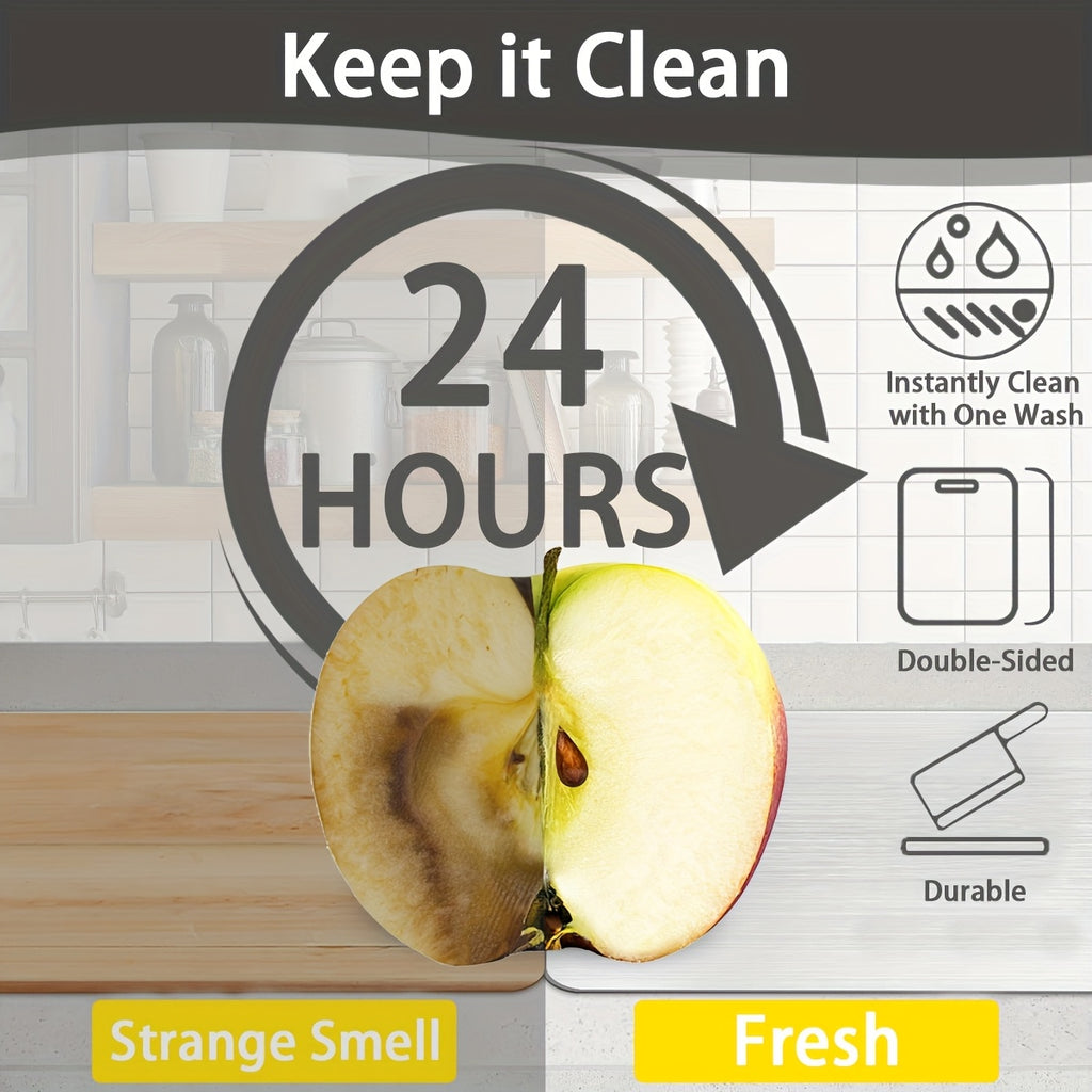 3pcs Stainless Steel Cutting Boards, Ultra-Thin Metal Cutting Boards for Kitchen, 304 Non-Stick Chopping Board for Meat Fruit And Vegetables, Dishwasher Safe, Professional