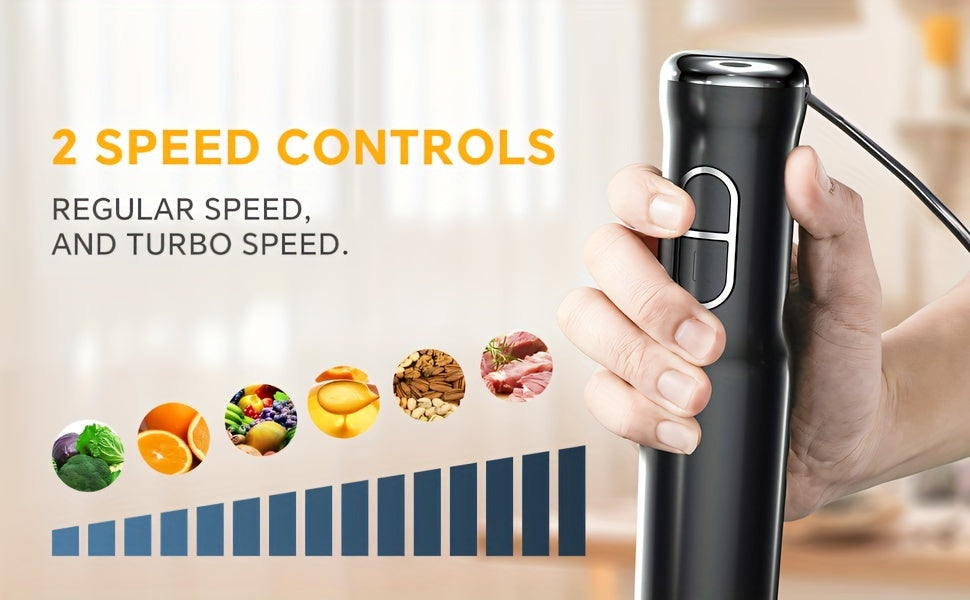 Lalayuan Electric Immersion Blender, Power Handheld Blender, 400W Portable Stick Mixer with 2 Mixing Speeds&Turbo Mode, 304 Stainless Steel Blades, Easy to Grip Speed Corded Hand Mixer, Perfect for Soup Smoothie Puree Food Fruit, with Detachable Base