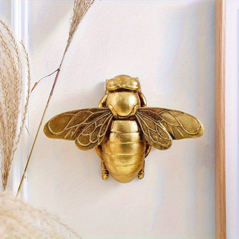 Golden Bee Wall Sculpture - Art Deco Style Handcrafted Resin Ceiling-Mounted Home Decor, Intricate Insect Wall Art for Gallery Walls, Thanksgiving & Party Decor, Classic Elegant Design