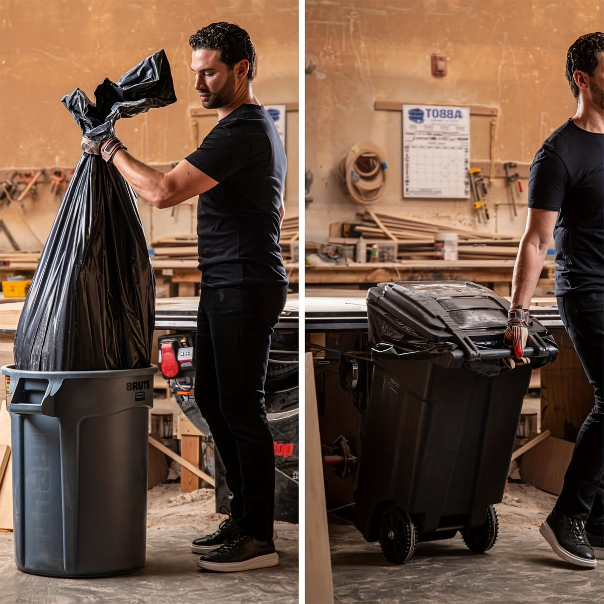 Black Disposable Large Garbage Bag in Kitchen Trash Can, Super Strong 65 Gallon Multi-Functional Cleaning Product for Industrial, Garden, Home, Business - Durable, Leak-Proof, Easy to Use