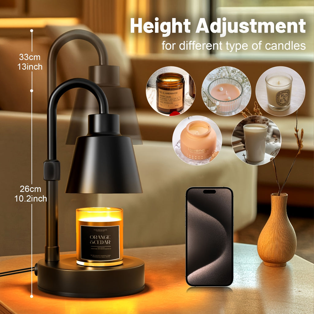 2 Pack Electric Candle Warmer Lamp Black with Timer, Wax Warmer Lamp Candle Warmer for Jar Candles, Adjustable Height Candle Light Warmer, Great Gift Choice for Holidays (Black) (Bulb Not Included)