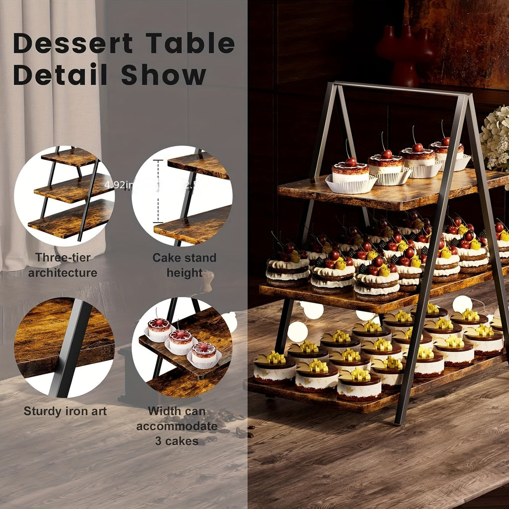 Cupcake Display Stand, Old-Fashioned Wood 3-Layer Dessert Shelf, Dessert Table Display Kit, Paper Cup Cake Shelf 50 Cupcakes, Kitchen Accessories, Suitable for Family Parties, Wedding, Halloween, Local Warehouse