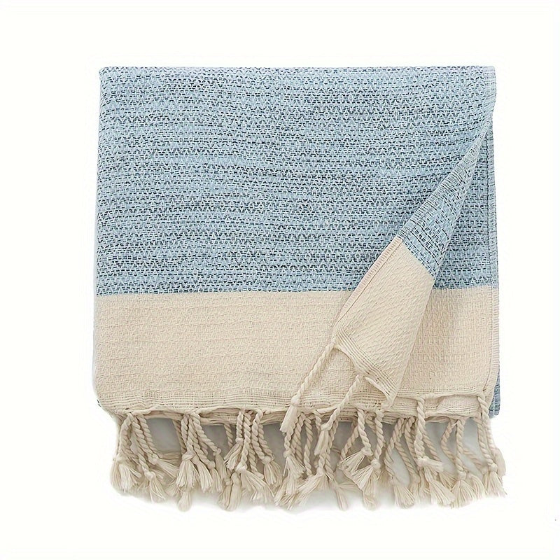YEUZLI 100% Cotton Tassel Blanket, 49.21 X 70.87In (350GSM), Boho Diamond Grid, Breathable And Soft. Perfect for Snuggling on Beds And Sofas, Also Great for Picnics And Travel, an All-Season Essential, Machine Washable