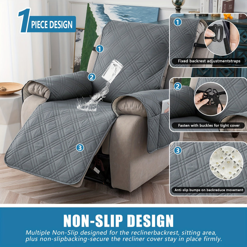 1pc 100% Waterproof Recliner Chair Cover, Non Slip Recliner Covers for Recliner Chair with Pocket, Pet Scratch-Resistant Sofa Slipcover, Washable Furniture Protector, Easy to Install for Living Room, Bedroom, And Study, Halloween Home Decorations