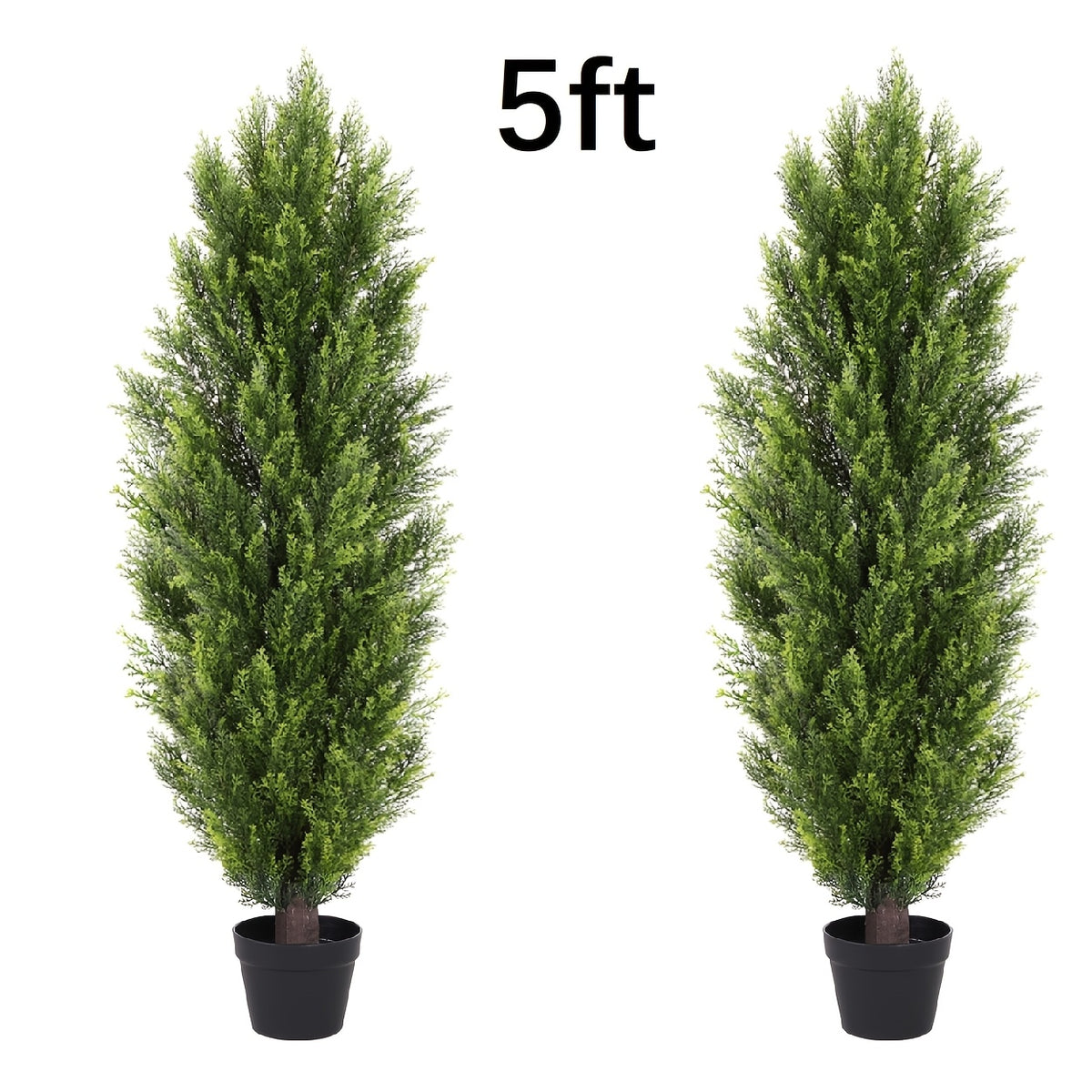 2 Pack Modern Cedar Topiary Trees | UV-Resistant & Low Maintenance Faux Greenery For Outdoor & Indoor | Decor For Patio, Garden, Office