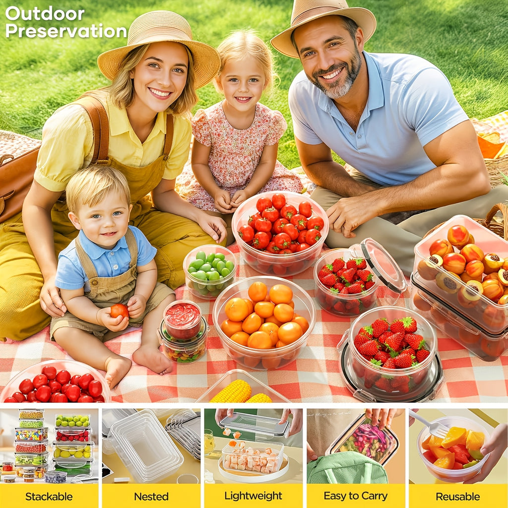 48/24pcs Food Storage Container Set, Fresh-Keeping Boxes, Easy-to-Secure Lids -  Airtight Plastic Containers, Suitable For Pantry, Travel, Outdoor Picnics, Kitchen Organization, Comes With Labels And Marker, (24/12Lids + 24/12Containers)
