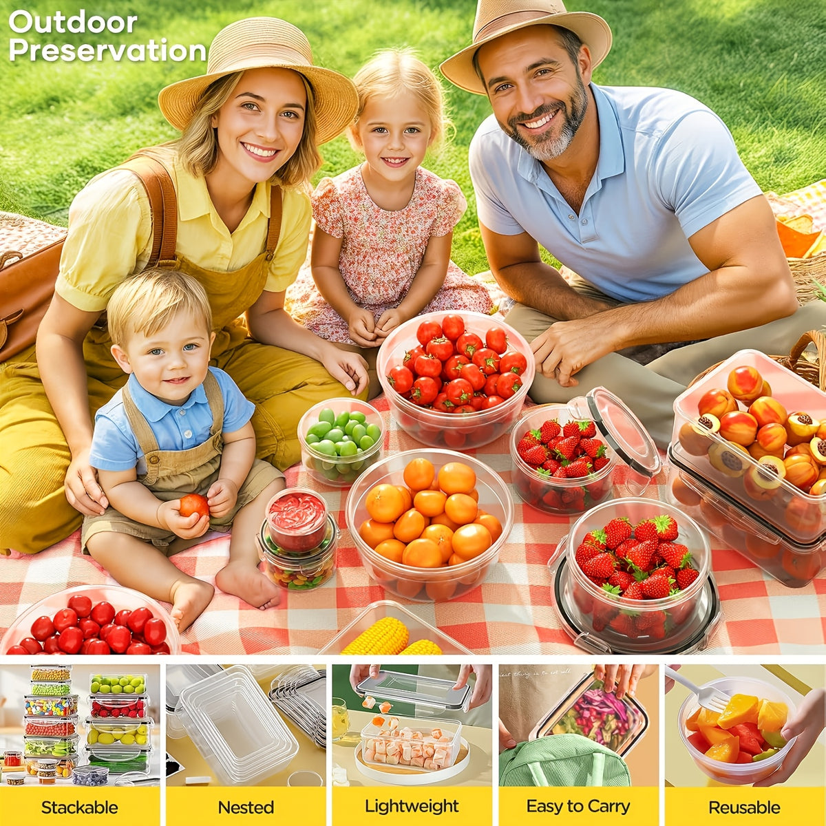 48/24pcs Food Storage Container Set, Fresh-Keeping Boxes, Easy-to-Secure Lids -  Airtight Plastic Containers, Suitable For Pantry, Travel, Outdoor Picnics, Kitchen Organization, Comes With Labels And Marker, (24/12Lids + 24/12Containers)