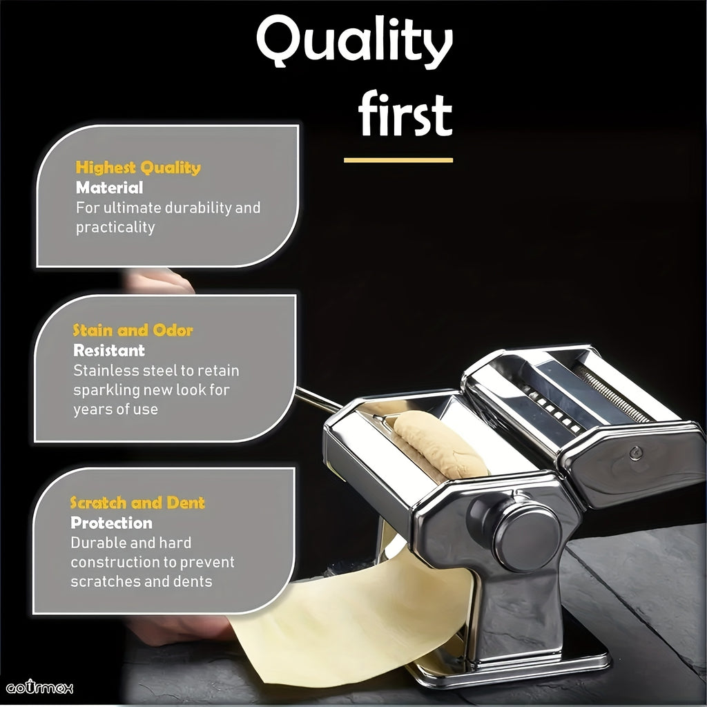 Pasta Maker Machine, 8-Adjustable Thickness Settings, 2-in-1 Pasta Machine with Roller and Cutter, Dough Press for Making Pasta, Perfect for Spaghetti, Fettuccine, Lasagna, or Dumpling Wrappers, Kitchen Gadget for Pasta Lovers, Father's Day Gift