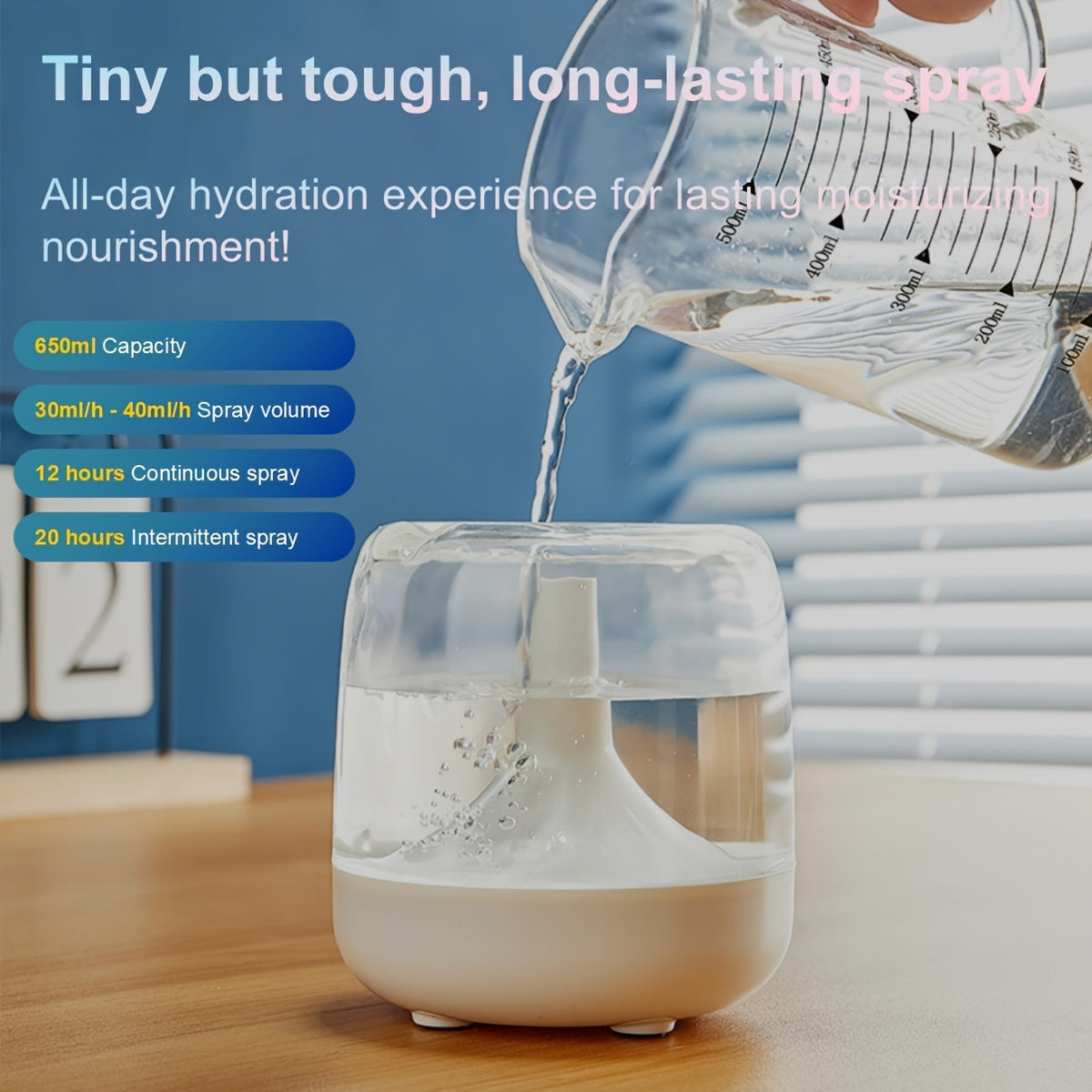 USB Cool Mist Humidifier, Quiet Desktop Air Care with 7-Color Night Light and Visible Water Level for Bedroom, Home Office and Bedside Use
