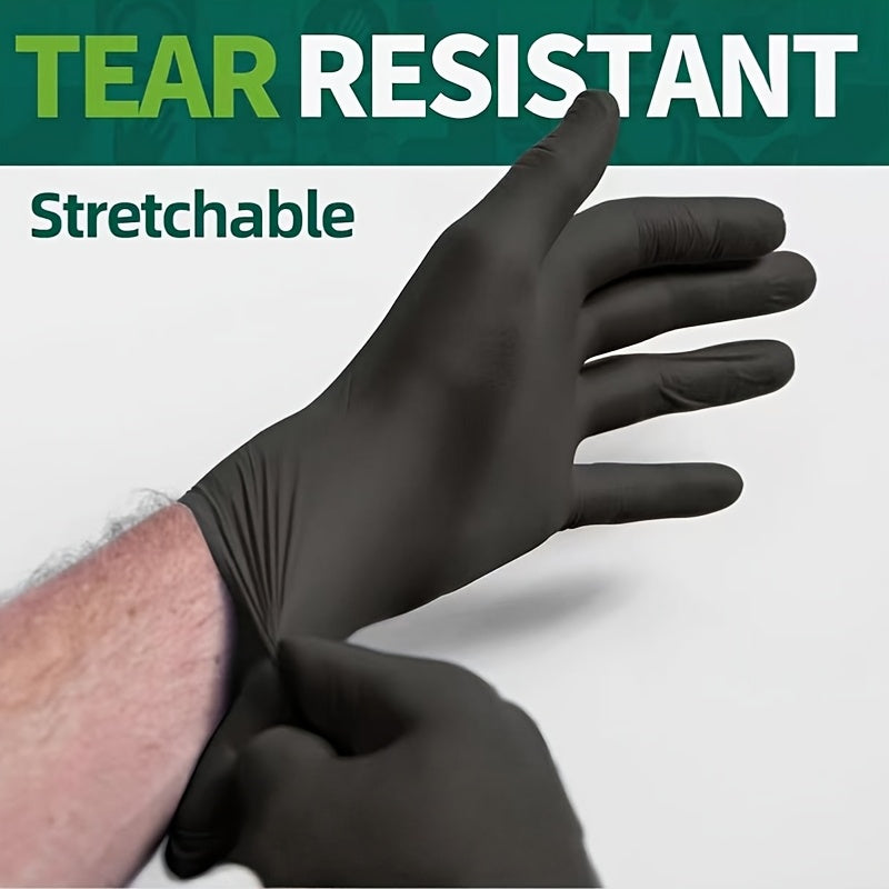 Disposable Black Nitrile Gloves - Durable, Tear Resistant, Powder Free, Free, Frosted Fingertips Enhance Grip Strength - Suitable for Kitchen, Cleaning, Pet Care, Car Repair, Gloves