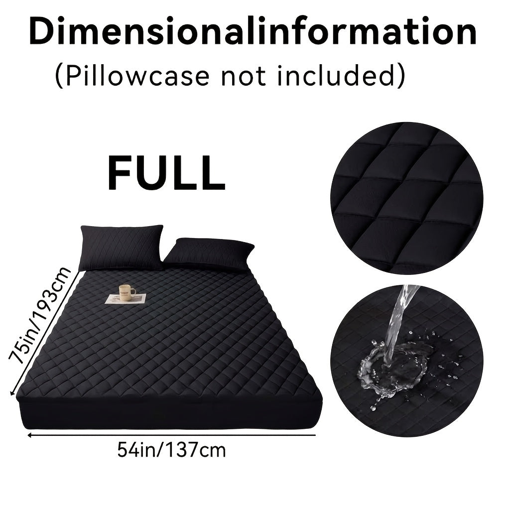 1pc Luxury Waterproof Mattress Protector with Side Storage Pocket, Diamond Quilted Deep Pocket Mattress Cover Including Random Color, Breathable Cooling Mattress Pad, Soft Noiseless Bed Protector for Twin Full Queen King