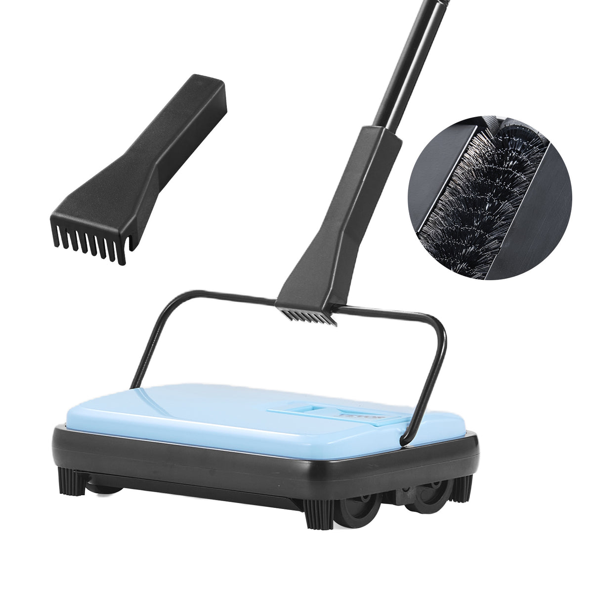 VEVOR Carpet Sweeper Manual, Floor Sweeper with 300 ml Dustbin Capacity Easy to Empty, 6.7 inch Cleaning Width for Home Office Carpets Pet Hair Dust, Purple/Red/Blue