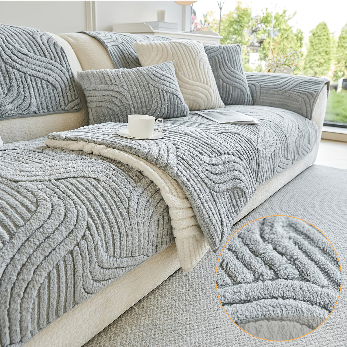 1pc of Thick, Quilted Sofa Cushion That Is Stylish, Durable, Warm, And Non-Slip. This Plush Sofa Cover Is Breathable And Comfortable, Making It Perfect for Families with Pets. It Is Suitable for Use in The Bedroom, Office, Living Room
