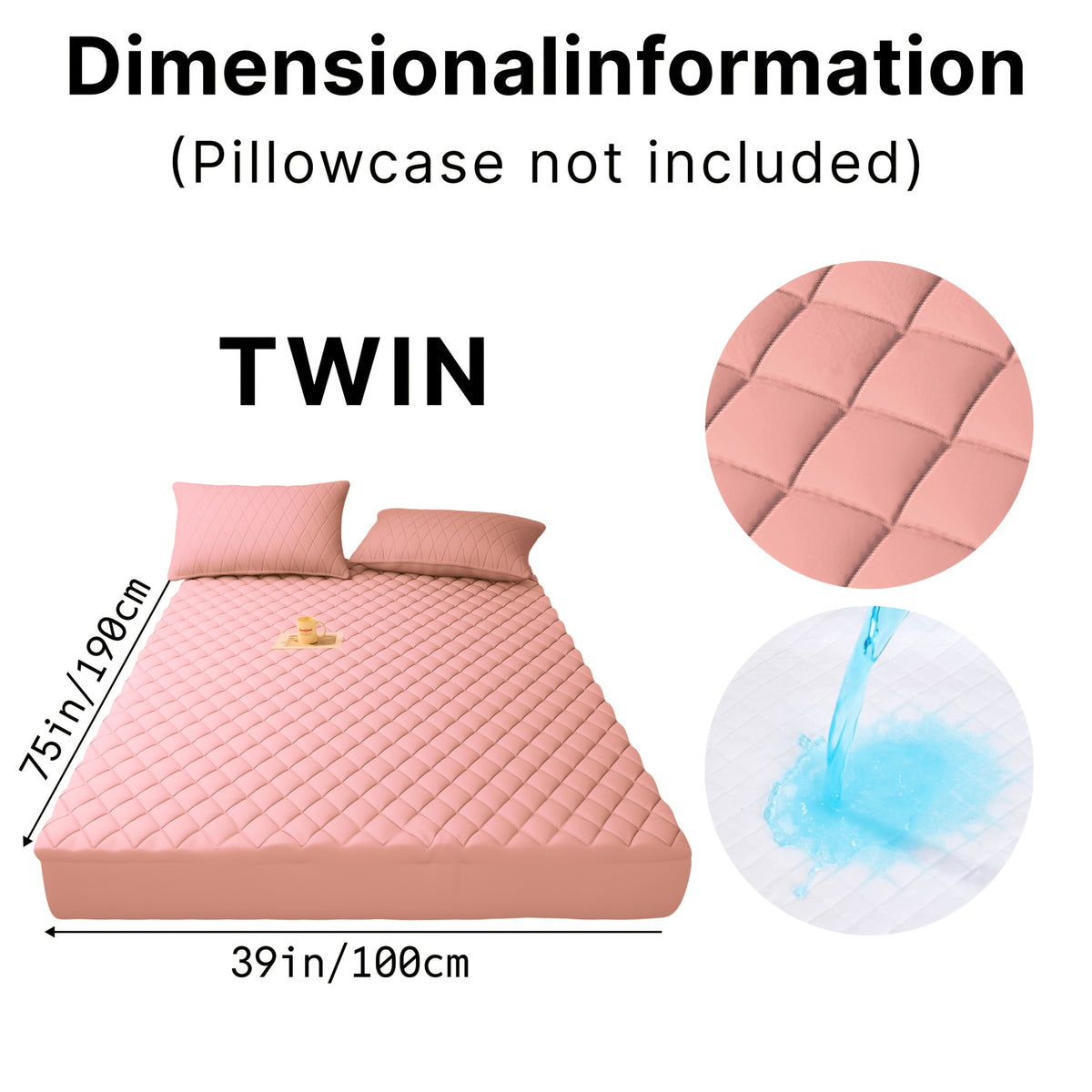1pc Luxury Waterproof Mattress Protector with Side Storage Pocket, Diamond Quilted Deep Pocket Mattress Cover Including Random Color, Breathable Cooling Mattress Pad, Soft Noiseless Bed Protector for Twin Full Queen King
