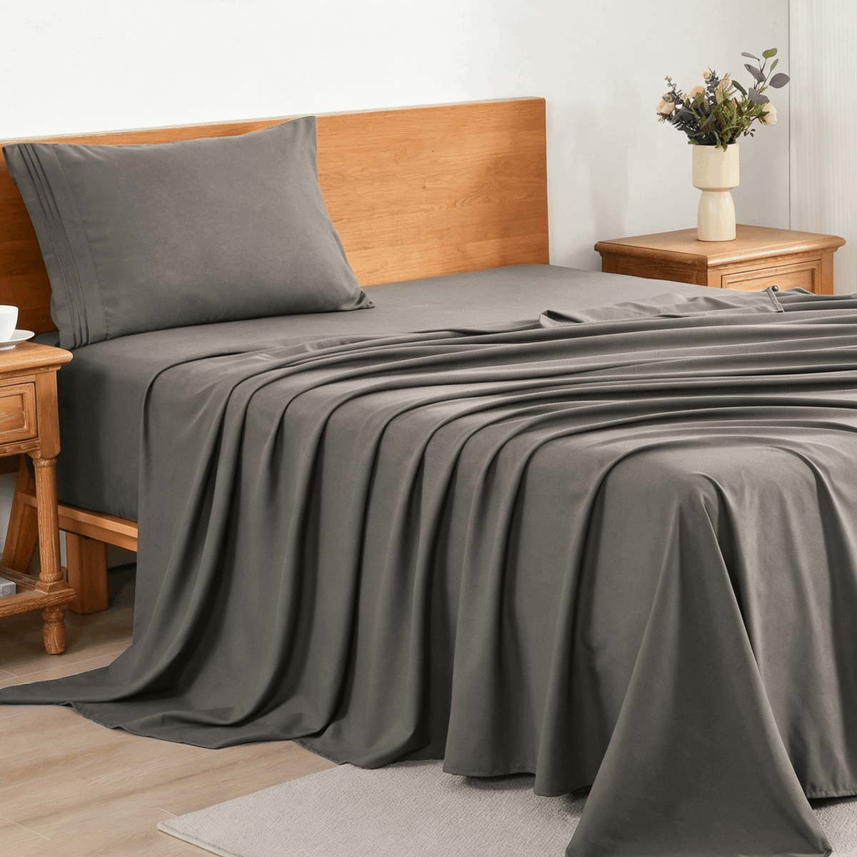 3/4-Piece Cooling Bed Sheet Set, Soft & Breathable Bedding with 18-Inch Deep Pocket, Hotel Luxury Sheets for Summer