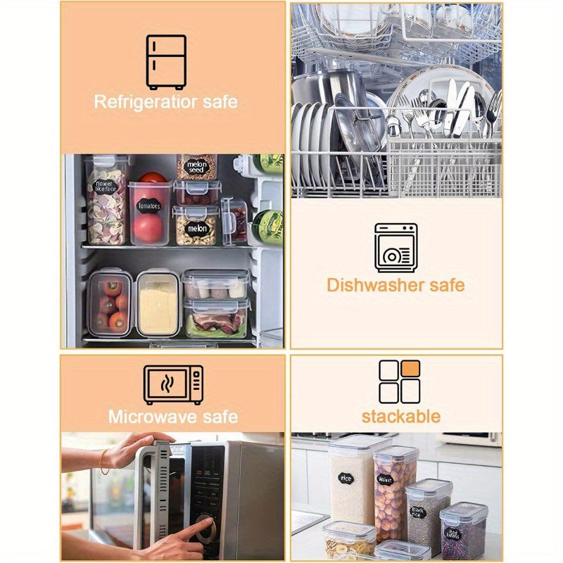 24/30/48/60PCS Airtight RV Stove And Range with Lids - Perfect for Organizing And Storing Kitchen Food Pantries, Grain, Auto Supplies, Accessories, Interior Parts And Accessories, Kitchenware, Kitchen Appliances (12/15/24/30 Lids + Containers).