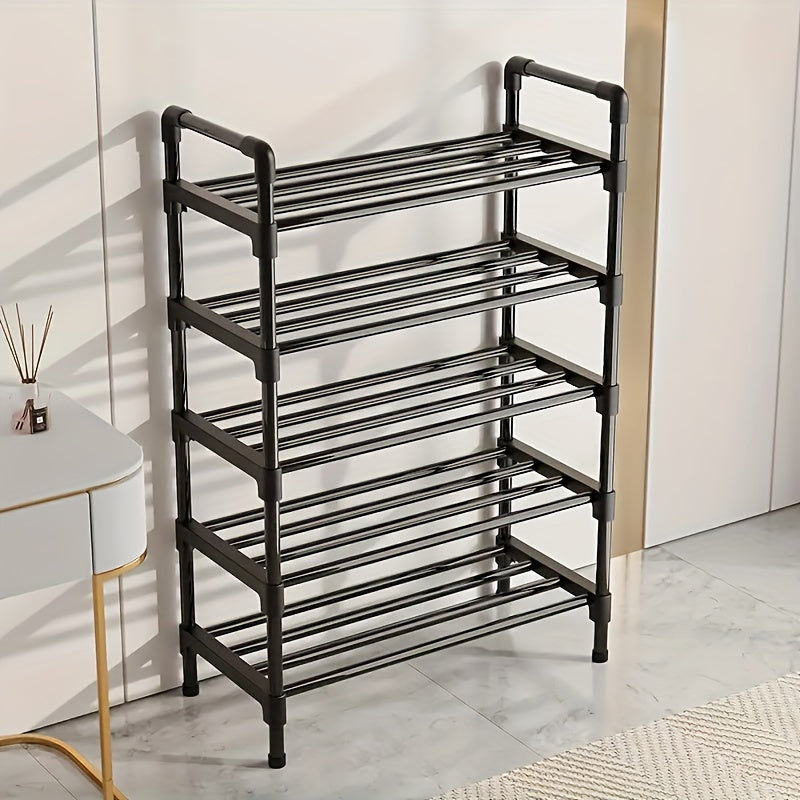 1pc Multi-Layer Shoe Rack, Black Shoe Storage Stand, Simple Household Shoe Storage And Organization, Multifunctional Storage Shelf, Space Saving Shoe Rack, Suitable for Doorway, Bedroom, Corridor