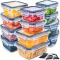 Stackable Food Storage Container Sets with Four-Side Locking Lids, BPA-Free Plastic Boxes for Pantry Organization, Meal Prep, Travel and Picnics