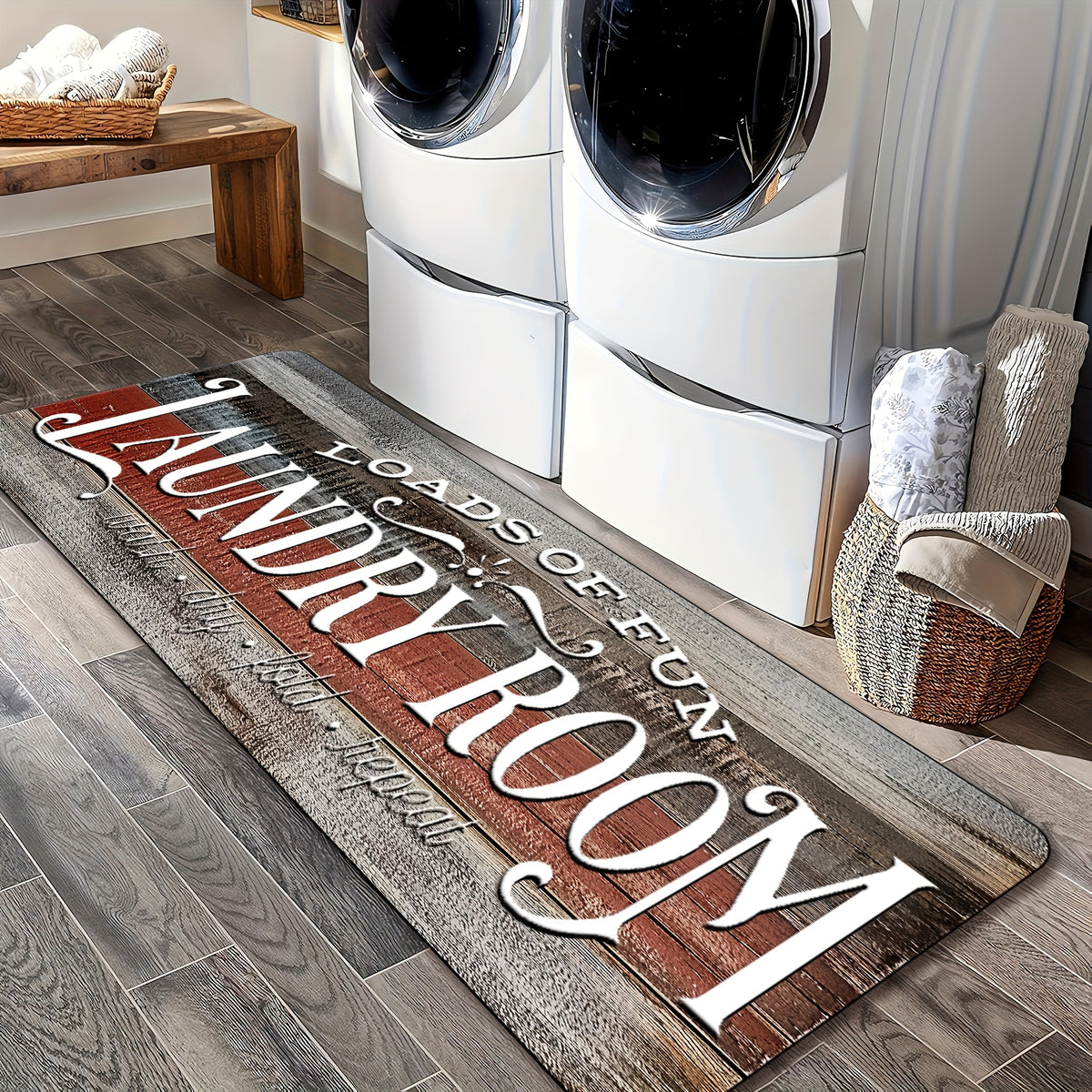 Non-slip Laundry Room Runner Rug, Washable Farmhouse Retro Mat, Home Decor Floor Mat, Laundry Rug for Kitchen, Bathroom Rug, Home Decor, Laundry Room Accessories, Valentine's Day Gift