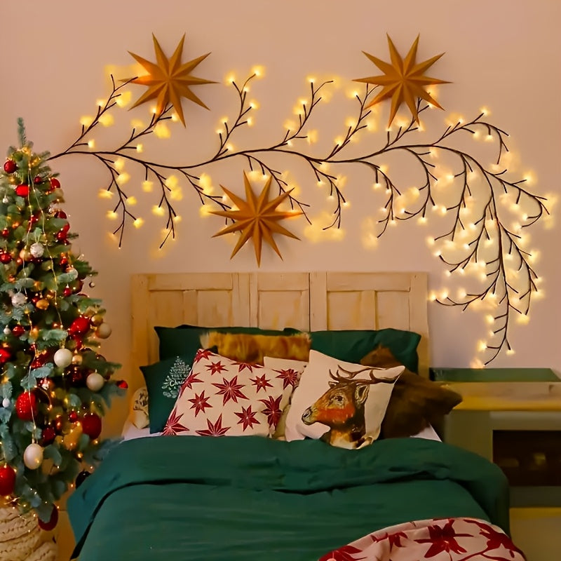 96 LED Brown Vine Fairy Lights - 6ft Flexible Bendable Artificial Willow Branches with 8 Modes, USB Powered Remote Control for Indoor Home Decor, Weddings, Christmas, Valentine's, Thanksgiving & Holiday Party Decorations, Remote Controlled Fairy Lights, W