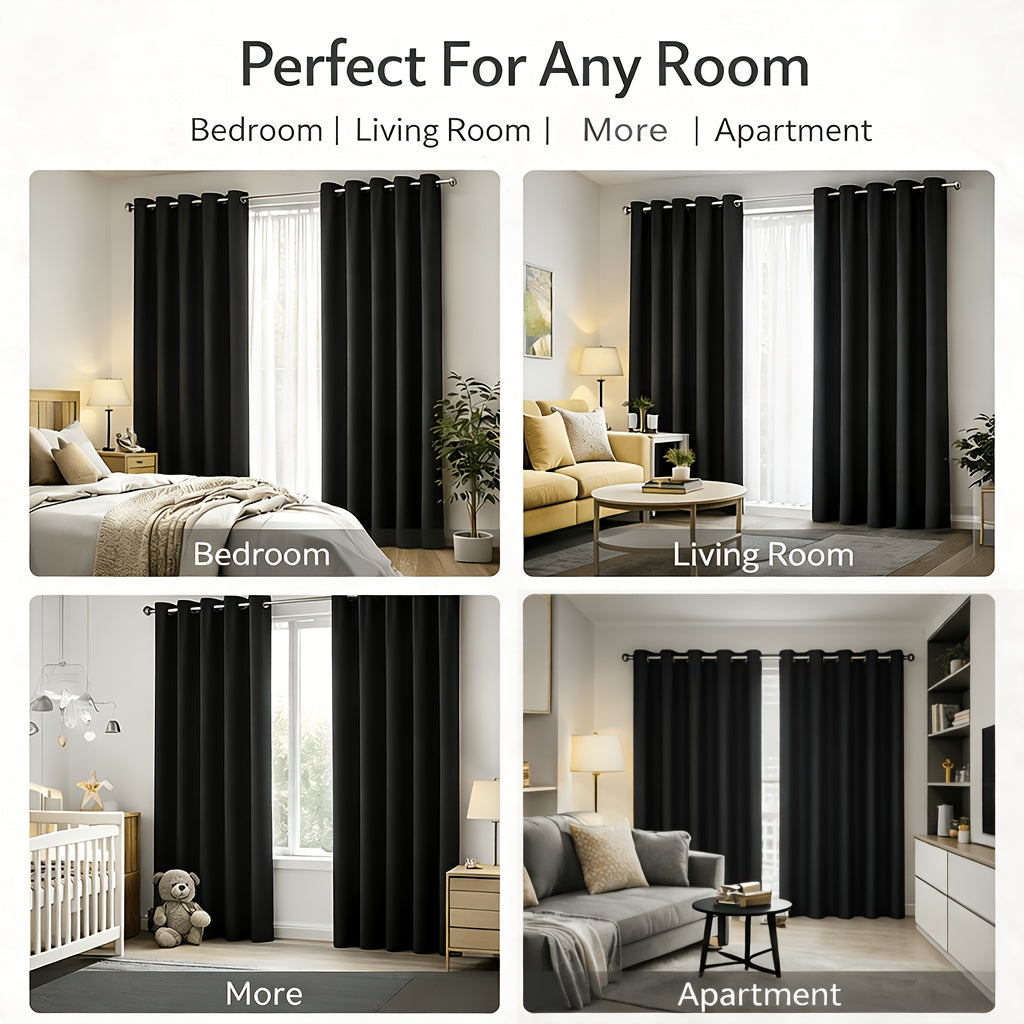 4pcs Pack Living Room Bedroom Blackout Curtains Living Room Bedroom Blackout Curtains Heat Insulation Noise Reduction Privacy Protection Privacy Screen Partition Curtains Suitable for Living Rooms Bedrooms Balconies And Courtyards