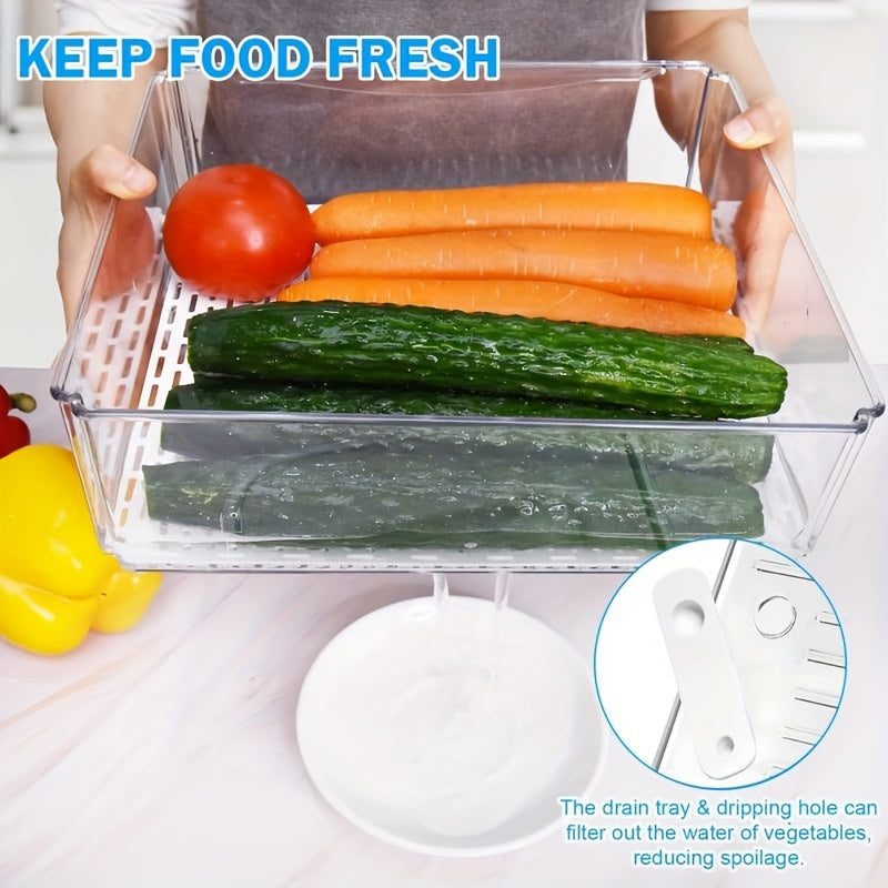 10-Pack Refrigerator Organizer Bins, Fridgeorganizers And Storage Clear, Stackable Fridgeorganizer with Lid, Bpa-Free Fruit Storagecontainers for Fridge, Kitchen, Food, Producevegetable