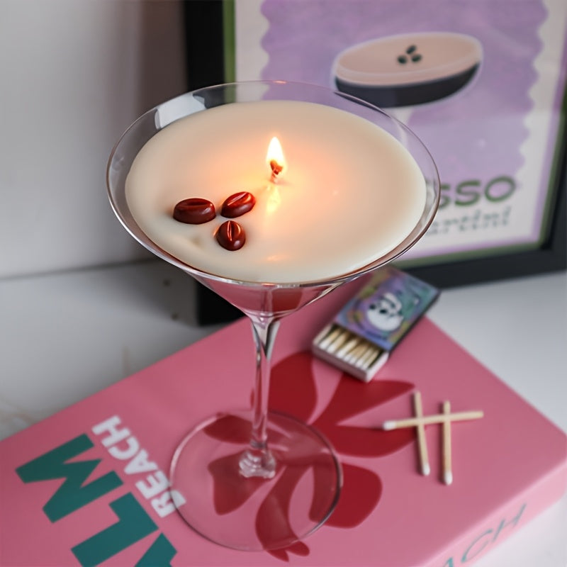 Coffee Martini Candle, Gift for Candle Lovers, Caramel Scent, Coffee Bean Embellishment, Long Burning Time, Birthday Gift, Relaxing Valentine's Day Gift, Mother's Day Gifts, Teacher Appreciation Gifts