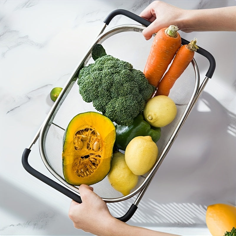 Expandable Stainless Steel Filter with Fine Mesh And Drain Basket - Suitable for Vegetables And Fruits, Kitchen Essentials, Food Safety, Filtered Vegetables, Halloween Gift