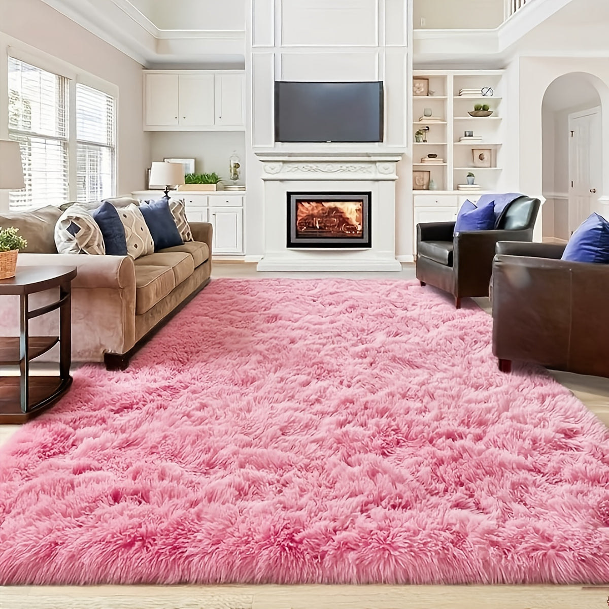 Extra Large Shaggy Rug Suitable for Living Room & Bedroom - Soft with PVC Backing, Machine Washable Anti-Slip Floor Mat, Modern Fluffy Floor Suitable for Christmas, for Decor, Use, Large Rectangular