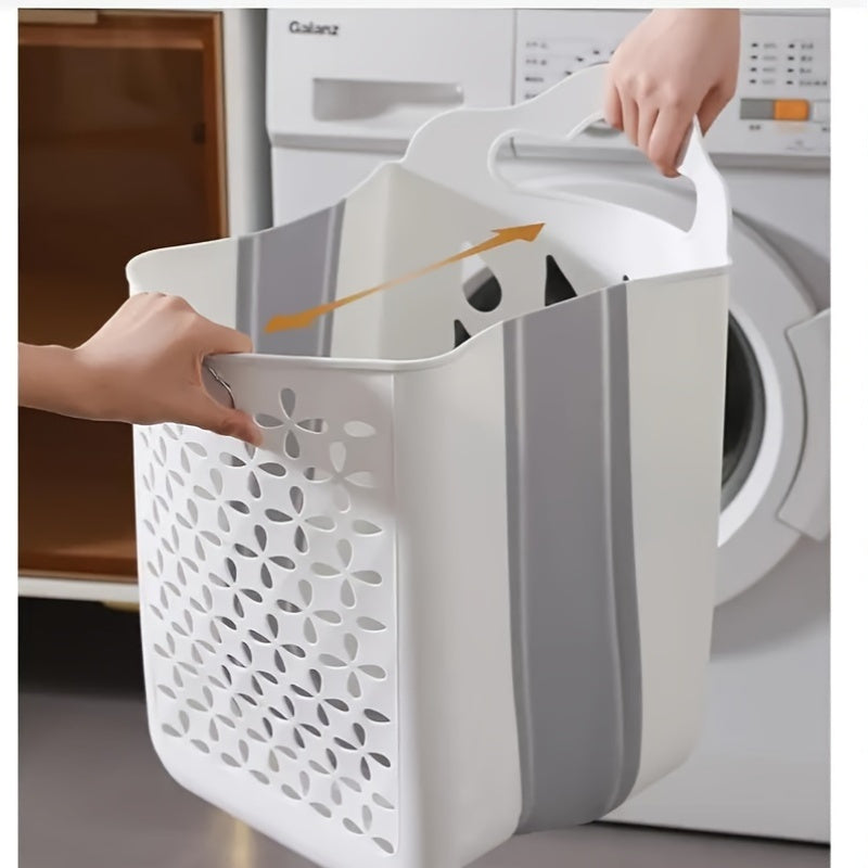 Foldable Laundry Basket Modern Plastic Cut-out Wall-mounted Storage Bin Without Drilling For Clothes,, Snacks, Fruits, Balcony Storage, Laundry Baskets