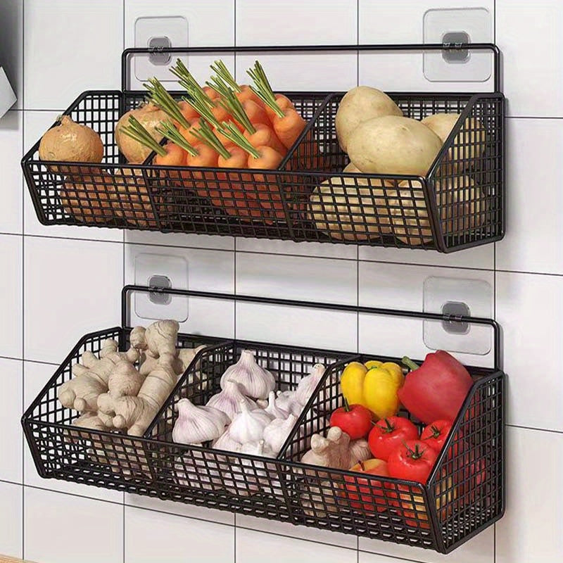 Sturdy Wire Storage Shelf, Wall-Mounted Kitchen Organizer to Save Space - Ideal for Garlic, Onions, And Vegetables - Perfect for Compact Areas to Keep Spices, Garlic, And Vegetables - Excellent for Home Organization
