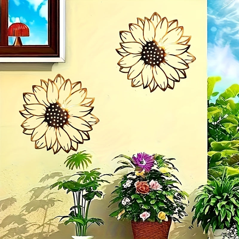 Vintage Metal Sunflower Wall Art Decor - Rustic Iron Wall-Mounted Statue with Intricate Petal & Stamen Design, No Electricity Needed for Indoor/Outdoor Use in Farmhouse, Patio, Garden, Living Room, Wedding & Party Decoration