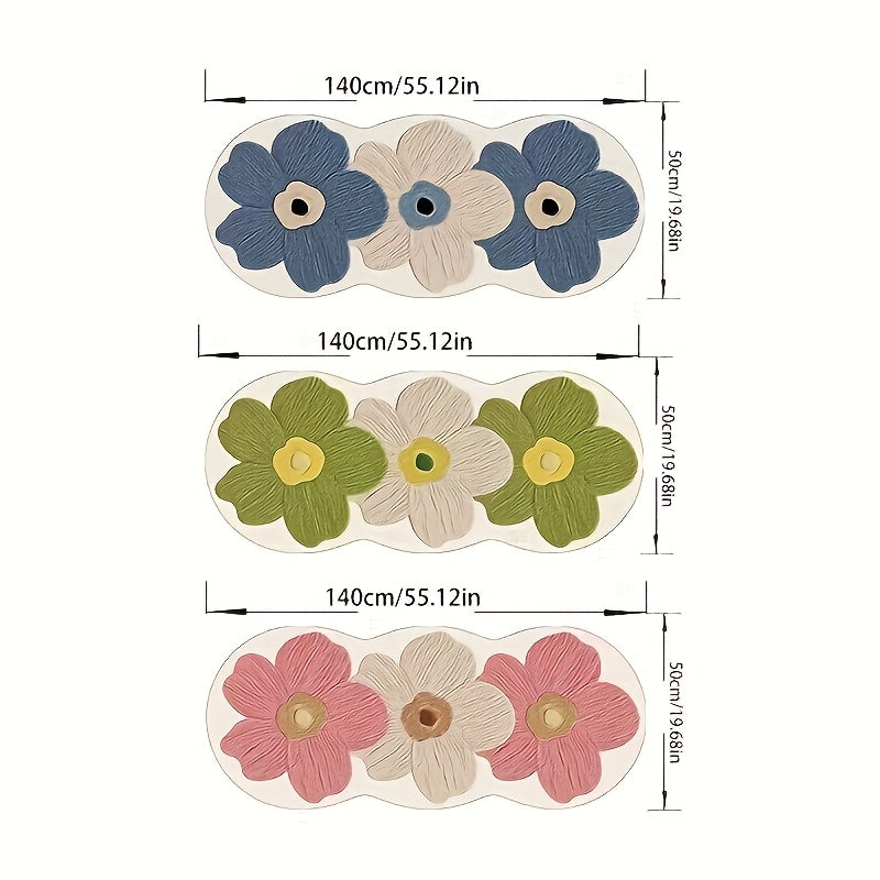 1000G Non-Slip Cute Floral Furry Carpet Kitchen Rugs Mats, Soft And Fluffy Bedside Carpet, Luxury Living Room Decoration, Rubber Non-Slip Bottom, Machine Washable, Suitable for Kitchen, Corridor, Bedroom Bedside Mat