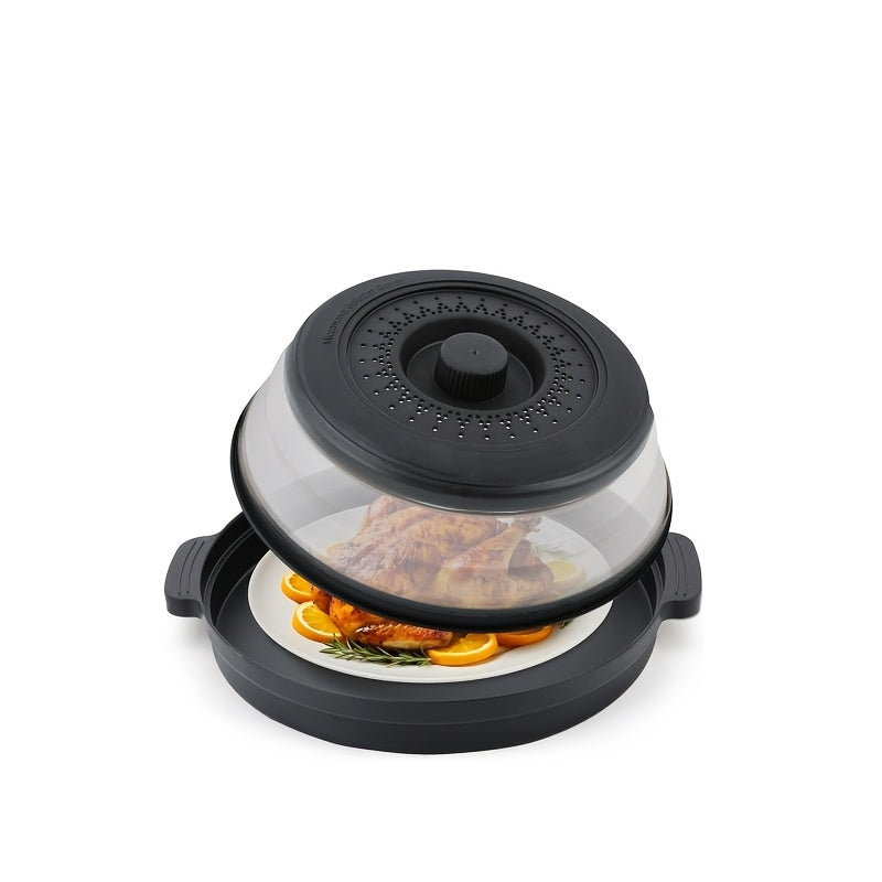 2026 New Microwave Food Splash Guard & Base Mat - 10.5" Foldable Ventilated Cover with Anti-Scalding & Thickening Design, Durable Plastic & Silicone for Kitchen & Dining Room Safety