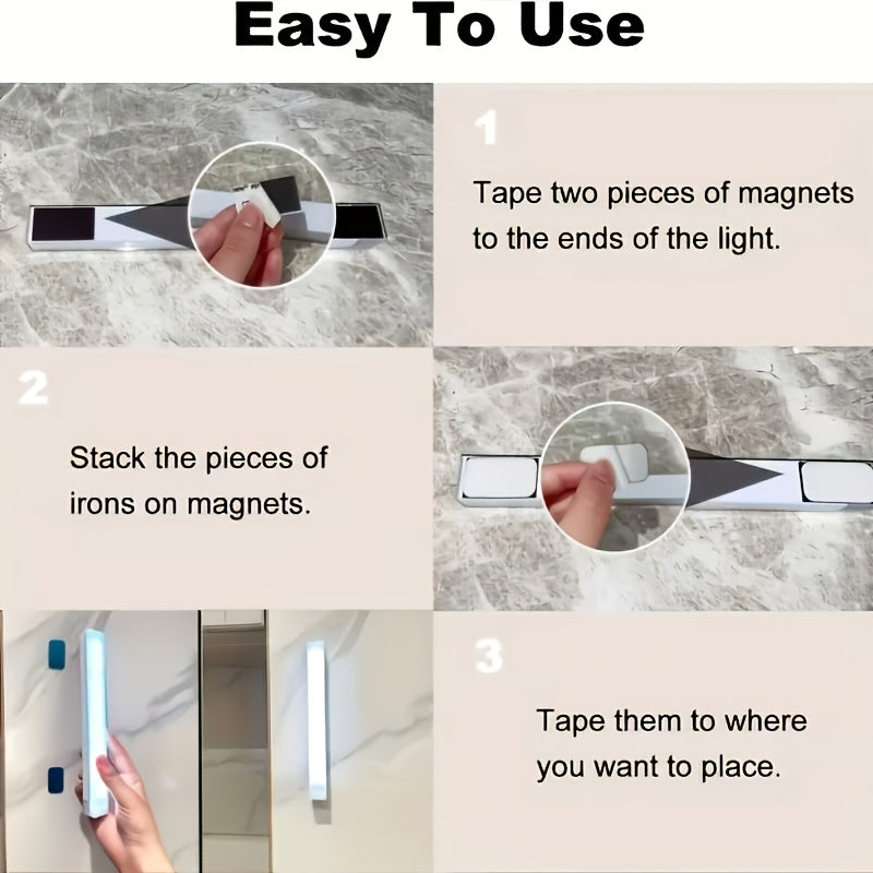 12-Pack Motion Sensor Under Cabinet Lights, USB Rechargeable Wireless LED Closet Lights, 3 Modes, Stick-On Night Lights for Kitchen, Bedroom, Stairs, Wardrobe, Pantry