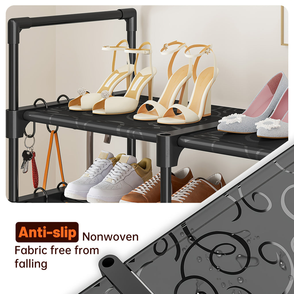 Large Capacity Metal Shoe Rack, Black Shoe Rack Organizer, Boots Storage Rack, 4 Rows 6 Tier & 4 Rows 9 Tier Shoes Rack | Heavy Duty Storage Shelf |Holds 45-72 Pairs Of Shoes|Stable And Durable, Easy to Assemble for Living Room, Bedroom, Dormitory