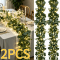 LED Eucalyptus Greenery Vines, 2-Pack Artificial Leaf Garland with Listed 6-Foot Length and Warm Lights for Wedding Tables, Centerpieces and Home Decor