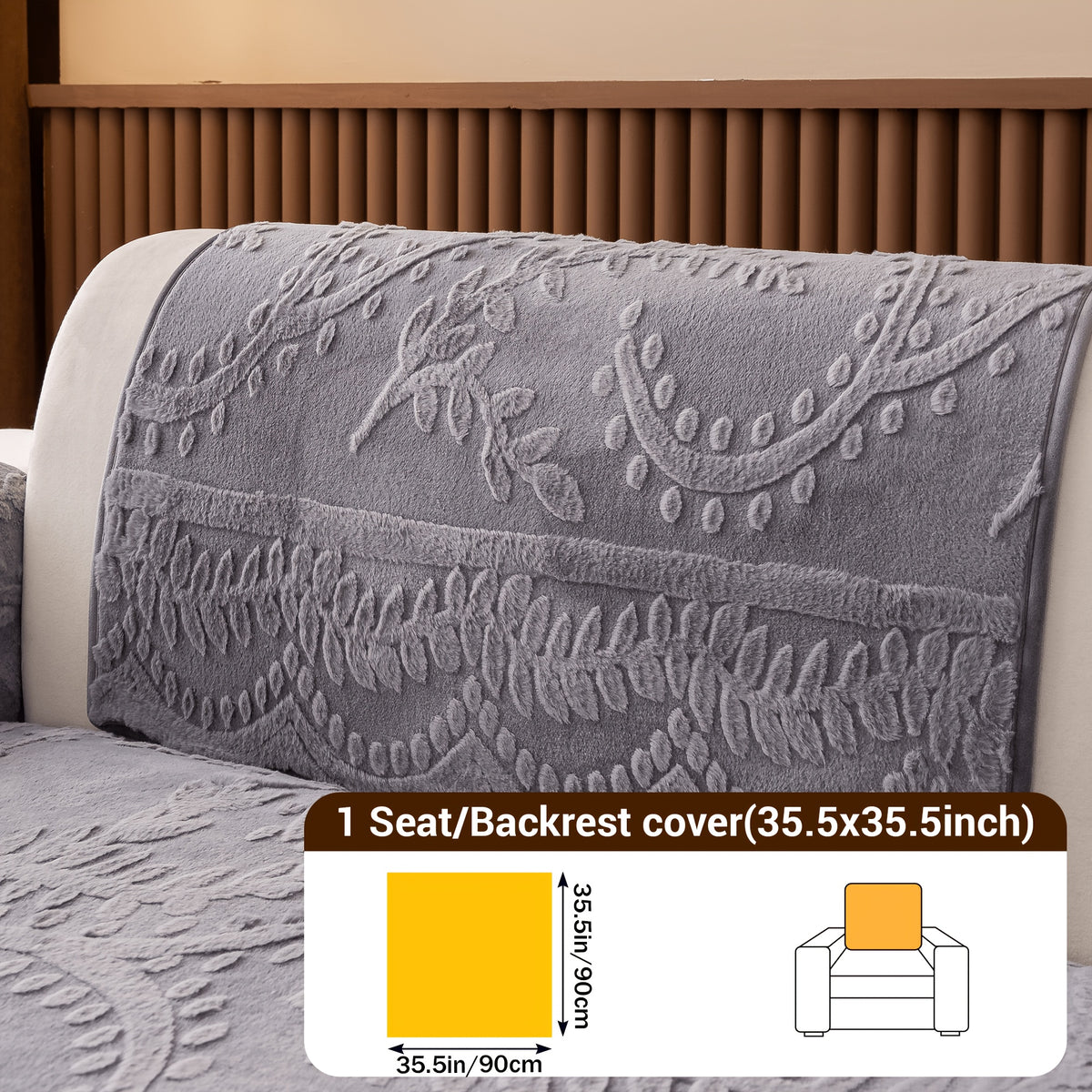 1pc Thickened Quilted Machine Washable Sofa Cushion, Faux Rabbit Fur Comfort Warm Non-slip Plush Sofa Cover, Breathable and Comfortable Pet-friendly for Bedroom, Office, Living Room, Suitable for 2/3/4-seater Sofa, Home Winter Decor, Christmas Gifts
