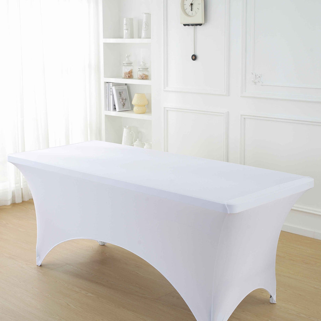 1pcs 4ft/6ft/8ft Spandex Tablecloth, Fitted tablecloth, Wrinkle Resistant Stretchable Rectangle Table Cover For Event, Wedding & Parties