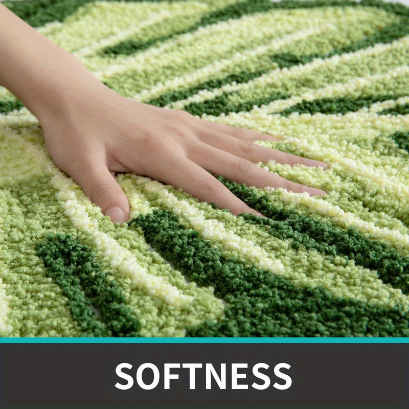 Fashionable Leaf Bathroom MATS, Thick Plush Floor MATS, Anti-Slip And Machine-Washable Bathroom Carpets, Water-Absorbent, Suitable for Showers, Bathtubs, Sinks, Bathroom Accessories And Decorations, Room Decorations, Bathroom Runner